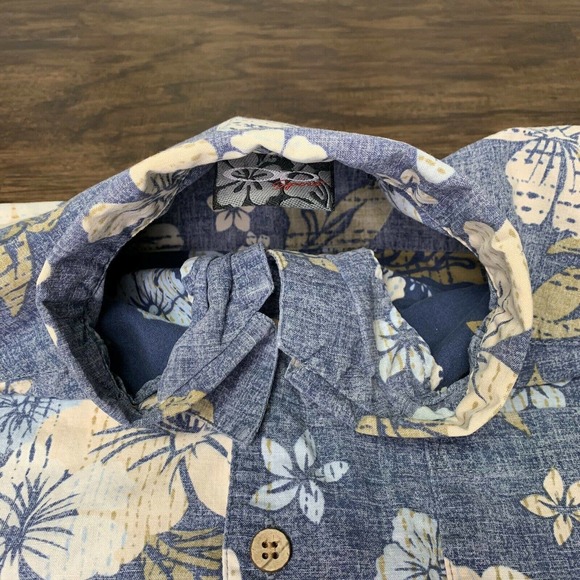Vintage OP Ocean Pacific Mens XL Blue Hawaiian Floral Shirt Camp Surf Aloha - Picture 9 of 12